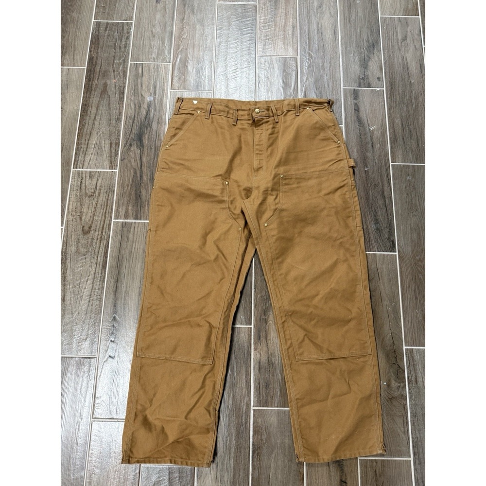 Carhartt Loose Fit Firm Duck Brown Double Knee Utility Work Pants Mens 44x32